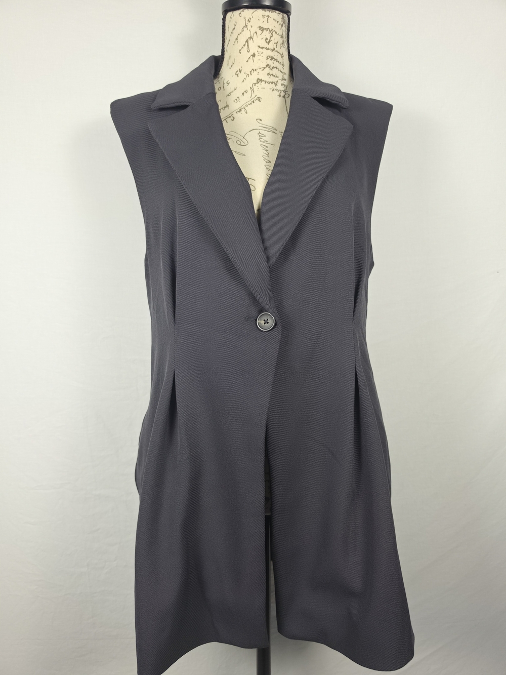 Free People Charcoal Gray Sleeveless Longline Blazer Vest - Small